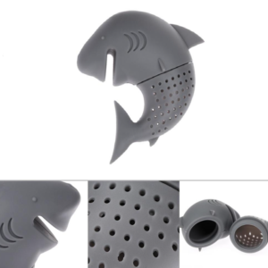 Szilikon cápa tea forrázó – aranyos teaszűrő 7 cm - szürke (BLLV) - Image 6
