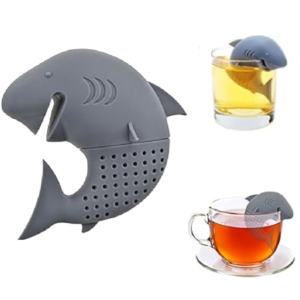 Szilikon cápa tea forrázó – aranyos teaszűrő 7 cm - szürke (BLLV) - Image 7