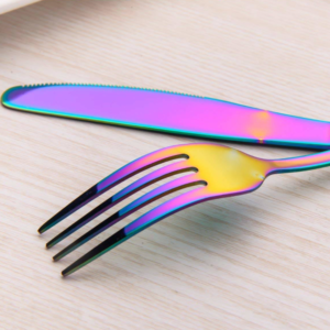 Szivárványfényes evőeszköz készlet – 5 darabos luxus design asztali szett (BLLV) - Image 5