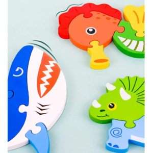 Fa állatos kirakó játék gyerekeknek készségfejlesztő fa puzzle 2 éves kortól 4 az 1-ben oktató kirakós (BBMJ) - Image 3