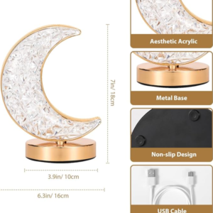 Félhold asztali lámpa – érintésvezérelt, 3 színű, újratölthető led éjszakai fény usb-vel (FX) - Image 7