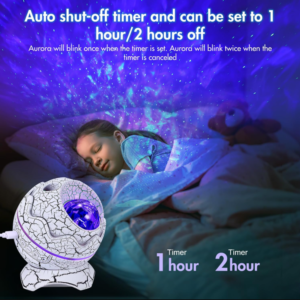 Galaxy fényprojektor bluetooth hangszóróval és fehér zajjal – LED csillag aurora dinoszaurusz tojás éjszakai fény gyerekszobába (FX) - Image 6