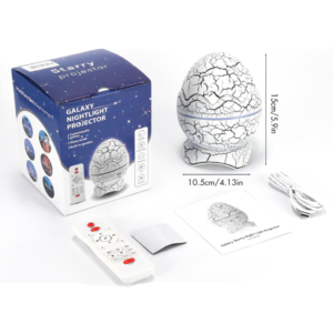 Galaxy fényprojektor bluetooth hangszóróval és fehér zajjal – LED csillag aurora dinoszaurusz tojás éjszakai fény gyerekszobába (FX) - Image 9