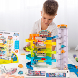 Gyermek 4 szintes parkolóház elektromos lifttel fényekkel és hangokkal – 6 autó, helikopter-leszálló (BBI-5588) - Image 2