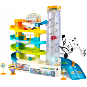 Gyermek 4 szintes parkolóház elektromos lifttel fényekkel és hangokkal – 6 autó, helikopter-leszálló (BBI-5588) - Image 4