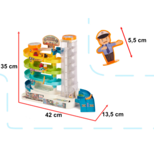 Gyermek 4 szintes parkolóház elektromos lifttel fényekkel és hangokkal – 6 autó, helikopter-leszálló (BBI-5588) - Image 8