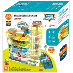 Gyermek 4 szintes parkolóház elektromos lifttel fényekkel és hangokkal – 6 autó, helikopter-leszálló (BBI-5588) - Image 9