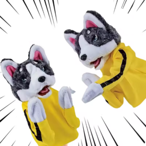 Interaktív kung fu husky plüss kesztyűbáb – hangot adó bokszoló kutya kézi báb gyerekjátéknak (BBJ) - Image 3