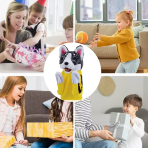 Interaktív kung fu husky plüss kesztyűbáb – hangot adó bokszoló kutya kézi báb gyerekjátéknak (BBJ) - Image 5