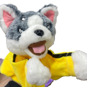 Interaktív kung fu husky plüss kesztyűbáb – hangot adó bokszoló kutya kézi báb gyerekjátéknak (BBJ) - Image 7