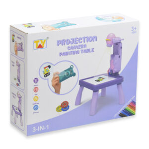 Mini projektoros zenélő rajzasztal gyerekeknek – filctollakkal, mintákkal lila (BBJ) - Image 4