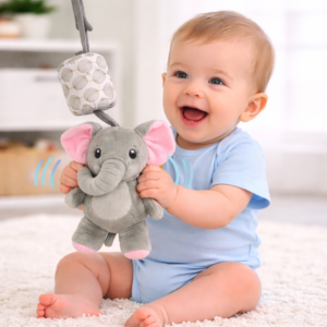 Muki csörgős plüss elefánt babajáték – puha bébi csörgő újszülötteknek 3+ hónaptól (BBMJ) - Image 2
