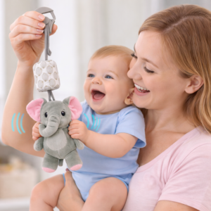 Muki csörgős plüss elefánt babajáték – puha bébi csörgő újszülötteknek 3+ hónaptól (BBMJ) - Image 4