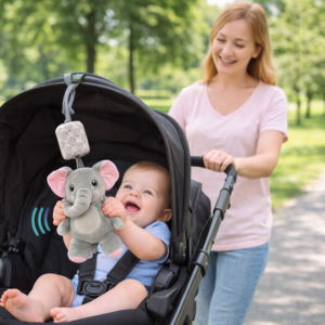 Muki csörgős plüss elefánt babajáték – puha bébi csörgő újszülötteknek 3+ hónaptól (BBMJ) - Image 6