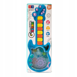 RockManó kék zenélő gitár gyerekeknek – interaktív érzékszervi fejlesztő játék 29×11 cm (BBJ) - Image 3