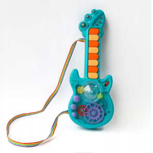 RockManó kék zenélő gitár gyerekeknek – interaktív érzékszervi fejlesztő játék 29×11 cm (BBJ) - Image 4