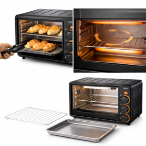 SHINY multifunkciós elektromos sütő 22L, 1000W – kompakt konyhai mini sütő gyors főzéshez (FX) - Image 4