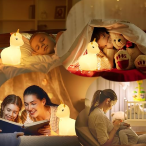 Unikornis éjszakai fény gyerekeknek – 7 színű, érintésvezérelt, újratölthető szilikon lámpa időzítővel (THM) - Image 3