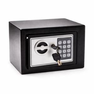 Acél digitális kombinációs széf – elektronikus kóddal nyitható biztonsági széf 4×AA elemmel, fekete trezor otthonra és irodába (BBV) - Image 6