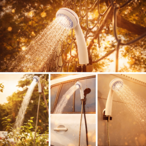 AquaTrail hordozható kemping zuhany – akkumulátoros elektromos kempingzuhany USB töltéssel, hordozható túra- és kemping zuhanyszett (BBV) - Image 3