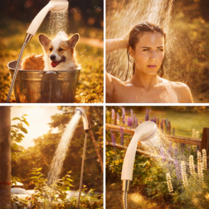 AquaTrail hordozható kemping zuhany – akkumulátoros elektromos kempingzuhany USB töltéssel, hordozható túra- és kemping zuhanyszett (BBV) - Image 4