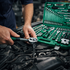 AutoPro 121 részes autószerelő szerszámkészlet kofferben – racsnis dugókulcs készlet, imbusz, bit, villáskulcs és csavarhúzó szett autó javításhoz (BBD) - Image 2