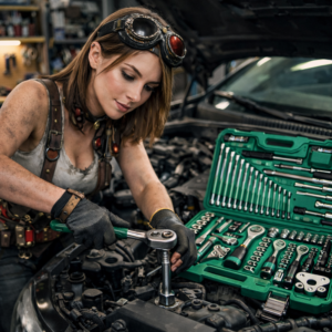 AutoPro 121 részes autószerelő szerszámkészlet kofferben – racsnis dugókulcs készlet, imbusz, bit, villáskulcs és csavarhúzó szett autó javításhoz (BBD) - Image 5