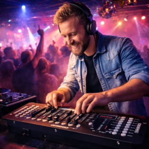 DISCO 192 DMX512 fényvezérlő pult – programozható színpadi világítás kontroller 192 csatornás DMX vezérlő DJ-hez és színpadtechnikához (BBV) - Image 2