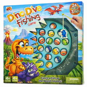 Dinoszauruszos horgászós játék forgó pályával – szórakoztató társasjáték gyerekeknek (FX)