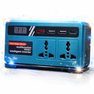 EnerVolt 120W akkumulátoros inverter 18–21V → 220V – 2 csatlakozóval, USB gyorstöltés, kijelző (BBD) - Image 3