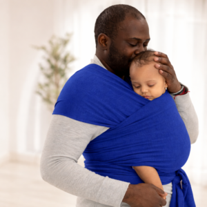 Ergonomikus babahordozó újszülötteknek – állítható, kéz nélküli használat, kék (BBM) - Image 4