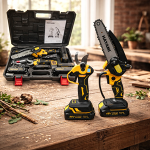 HAYAMI HA-1004 akkus metszőolló és mini láncfűrész szett – LCD kijelző, 6” olajzós láncfűrész, 2 akkumulátorral (FX) - Image 4