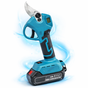 HAYAMI HA-1040 akkumulátoros ágvágó metszőolló – elektromos kerti metszőolló 2 akkumulátorral és hordtáskával, kék (FX)