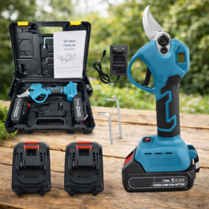 HAYAMI HA-1040 akkumulátoros ágvágó metszőolló – elektromos kerti metszőolló 2 akkumulátorral és hordtáskával, kék (FX) - Image 3