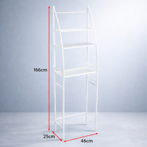 HomeNest fürdőszobai tároló állvány WC fölé – 3 polcos WC fölötti fürdőszobai polcrendszer (BBV) - Image 4