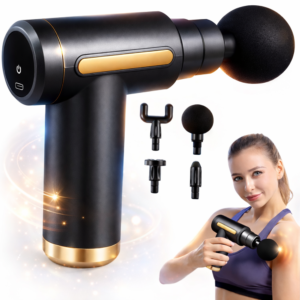 JY-511 LCD kijelzős masszázs pisztoly – izomlazító masszírozó készülék cserélhető fejekkel izomregeneráláshoz (BBD) - Image 6