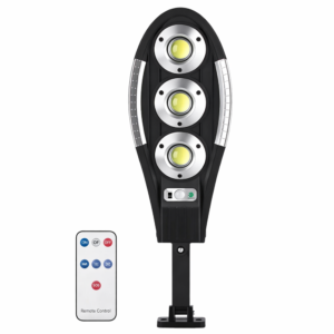 Jortan 150W COB napelemes LED utcai lámpa – 90 LED mozgásérzékelős, távirányítós kültéri biztonsági reflektor IP65, 6500K (FXI) - Image 1