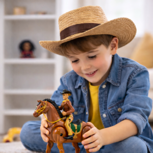 Kevin a Cowboy mozgó lovas akciófigura – hangot adó western cowboy játék lóval gyerekeknek 18×16×6 cm (BBJ) - Image 2