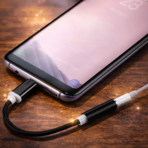 Kouvolsen USB-C – 3,5 mm jack adapter – audio átalakító fejhallgatóhoz, fekete - Image 2