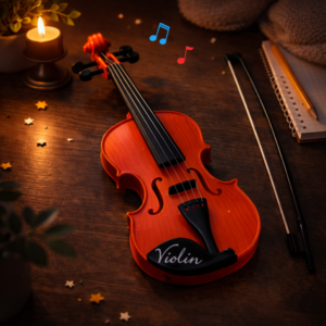 LittleMaestro gyerek játék hegedű vonóval – 4 húros klasszikus játék hangszer gyerekeknek 42 cm (BBJ) - Image 4