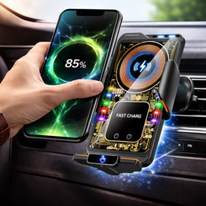 MagCharge Pro mágneses autós telefontartó gyorstöltéssel – vezeték nélküli töltő és univerzális mobil tartó adapterekkel (BBD) - Image 2