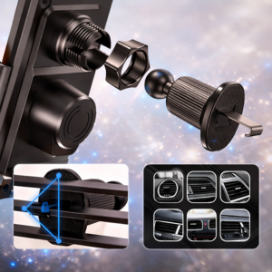 MagCharge Pro mágneses autós telefontartó gyorstöltéssel – vezeték nélküli töltő és univerzális mobil tartó adapterekkel (BBD) - Image 4