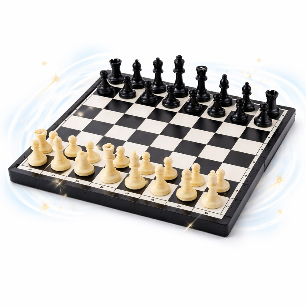 Poptoy klasszikus sakk készlet – stratégiai társasjáték gyerekeknek és felnőtteknek, kompakt sakk szett 11×23×3 cm 1