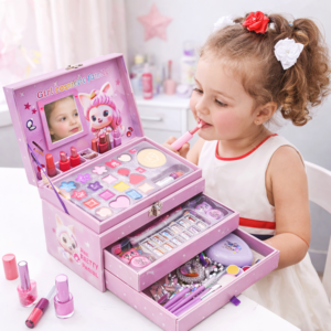 PrincessGlow Beauty Studio gyerek sminkkészlet – többfiókos kozmetikai sminkdoboz tükörrel kislányoknak (BBJ) - Image 2