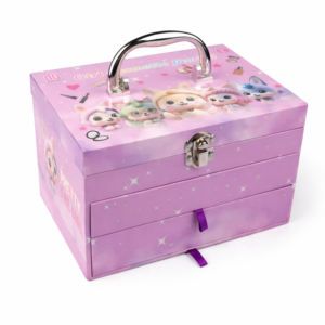 PrincessGlow Beauty Studio gyerek sminkkészlet – többfiókos kozmetikai sminkdoboz tükörrel kislányoknak (BBJ) - Image 5