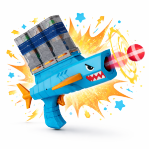 SharkRiot Shark Attack cápás labdakilövő játékpisztoly – labdás kilövő játék gyerekeknek 30×28×16 cm (BBJ) - Image 8