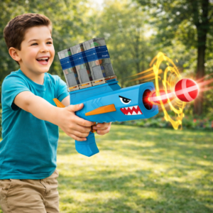 SharkRiot Shark Attack cápás labdakilövő játékpisztoly – labdás kilövő játék gyerekeknek 30×28×16 cm (BBJ) - Image 2