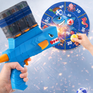 SharkRiot Shark Attack cápás labdakilövő játékpisztoly – labdás kilövő játék gyerekeknek 30×28×16 cm (BBJ) - Image 3