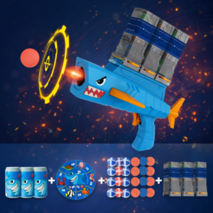 SharkRiot Shark Attack cápás labdakilövő játékpisztoly – labdás kilövő játék gyerekeknek 30×28×16 cm (BBJ) - Image 7