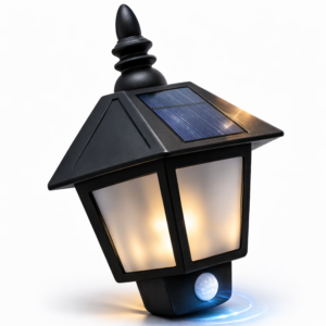 SolarGlow napelemes LED kültéri fali lámpa mozgásérzékelővel – vízálló kerti lámpa meleg fehér fénnyel, vintage hatszög dizájn (BBV) - Image 5